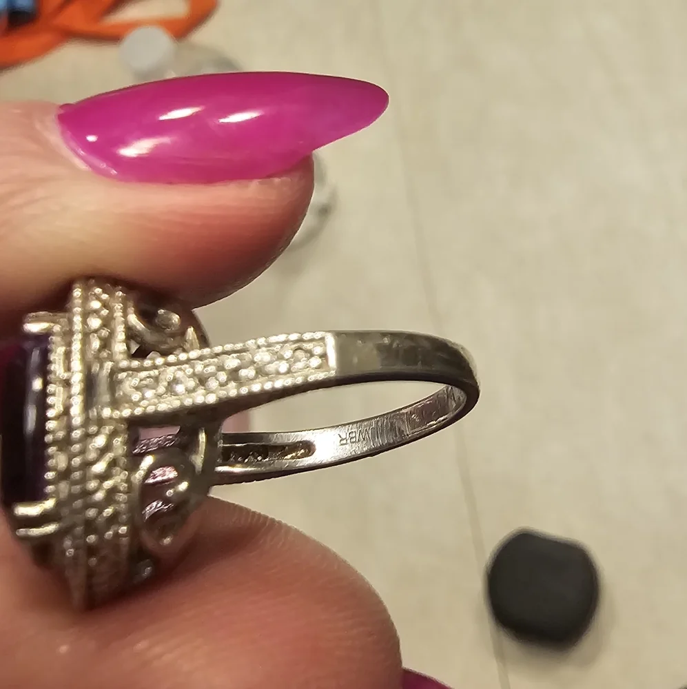 Cushion Cut Amethyst Ring Sterling Silver - Picture 9 of 17